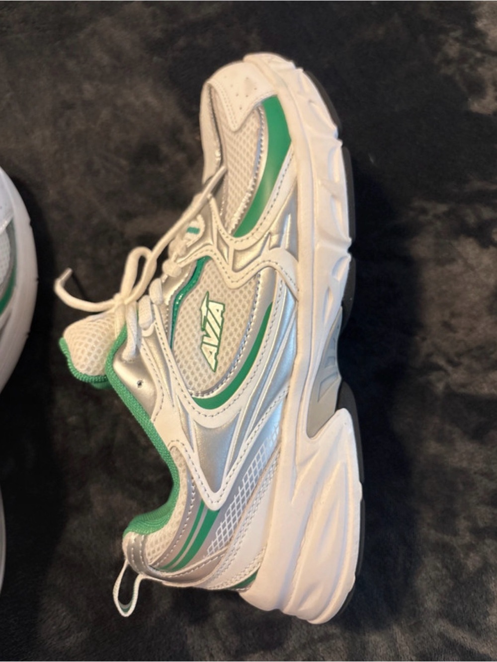 Avia White and Green Kids Athletic Sneakers